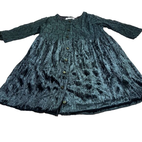 VTG Lil Byer California Girl Green Christmas Velvet/Lace Dress Size 3T Made USA - Picture 3 of 10